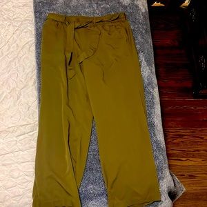 Green linen pants